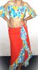 Adult Female Costumes to Hire - Island Girl - Orange - Crop top & wrap skirt - SMALL